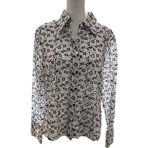 Samuel Dong White and Black Women's Button Down top XL